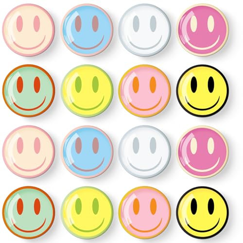 MORCART Emoji-Kühlschrankmagnete, bunt, Smiley-Gesicht, Kühlschrankmagnete, Dekoration für Spind, Whiteboard, dekorative Magnettafel, Schränke, Klassenzimmer, Büro, 16 Stück