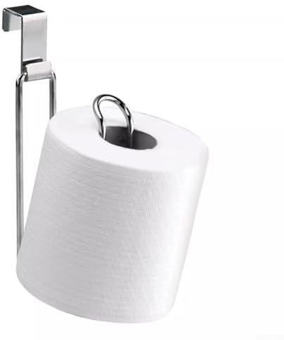Over The Tank Toilet Tissue Paper Roll Holder Dispenser and Reserve for Bathroom Storage and Organization - Metal, Hanging, Holds 1 Roll(Sliver)