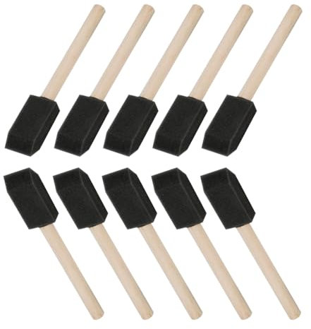 RDNKVB 10 Pièces Brosse à Mousse avec Poignée en Bois Brosses en Mousse pour Peinture Acrylique, Taches, Vernis, Projets DIY, Artisanat