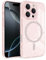 Newseego Custodia Magnetica per iPhone 16 Pro [Compatibile con Magsafe], Ragazze Chiaro Glitter Schermo Fotocamera Antiurto Protezione Paraurti Antipolvere Cover per iPhone 16 Pro-Rosa
