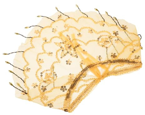 VALICLUD Bauchtanzschleier Mit Glitzersteinen Antiker Gesichtsschleier Exotisches Tanzaccessoire Damen Kostüm Requisite Für Maskeraden Gelb Für Bühnenauftritte