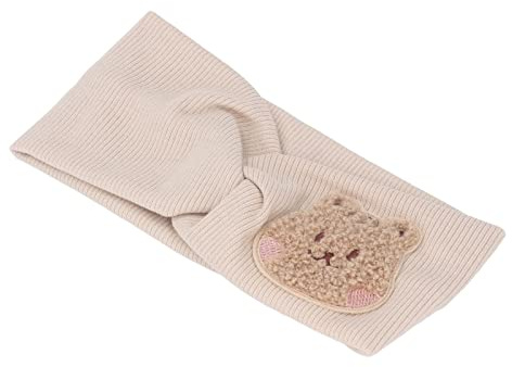 Super Soft Cotton Baby Headbands, Stretchy Cartoon Pattern Head Wrap for Toddlers, Elastic Hairbands (Beige)