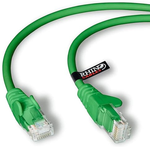 rhinocables CAT 6 High-Speed Gigabit Ethernet Cable - Patch Network Lead for LAN| Snagless UTP With LSZH Jacket | RJ45 Connector - Internet, Router, Modem, Smart TV, PC & More (3m, Green, Pack of 3)