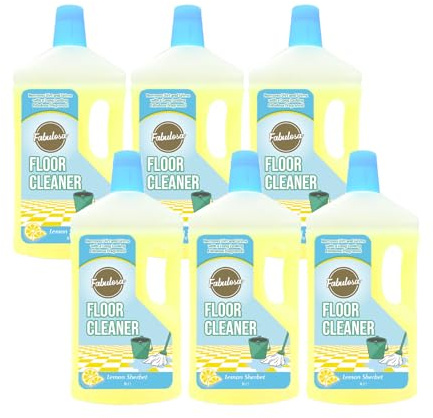 Fabulosa Fragranced All Purpose Floor Cleaner, Floor Surface All Purpose Cleaner, Tackles Dirt, Grime and Stains, Multi Surface and Multi Purpose Floor Cleaner, 6 Pack, 1L, Lemon Sherbet