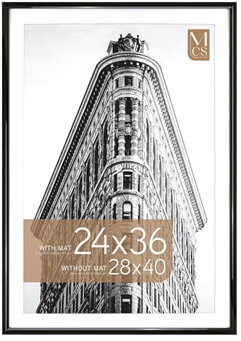 MCS Trendsetter 28x40 Poster Frame Holds 24x36 Picture with Mat or 28x40 Without Mat Large Vertical or Horizontal Frame for Wall Hanging,