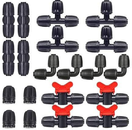 Wzzy Gurden 20 Pezzi Kit di Raccordi per Irrigazione per Tubi, Connettori Misti per Tubi Flessibili per Sistema di Irrigazione da Giardino, Kit Connettore Raccordo per Rubinetto Irrigazione