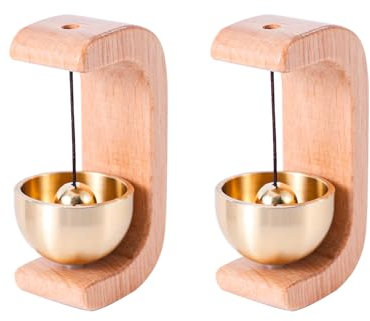 2pcs Shopkeepers Bell for Door Opening, Magnetic Aura Shopkeepers Bell Simple Design Wood Doorbell Easy to Use Wind Chime for Cafe Front Door Pet Store Refrigerator Gift