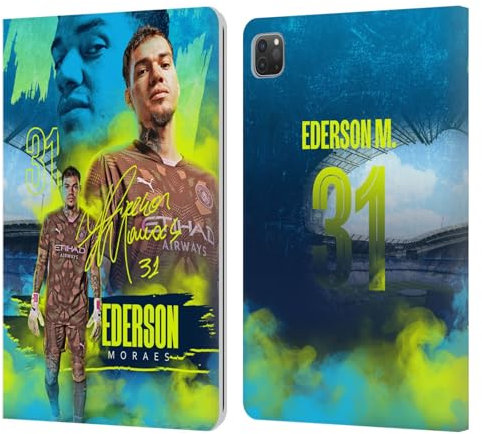 Head Case Designs Licenza Ufficiale Manchester City Man City FC Éderson 2024/25 Prima Squadra Custodia Portafoglio in Pelle Compatibile con Apple iPad PRO 11 2020/2021 / 2022