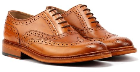Ben Sherman Sugarman Brogue Leather Men's Tan Lace-Up Shoes - UK 7