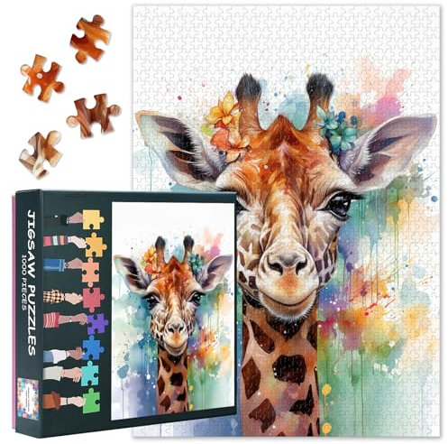 Giraffe Jigsaw Puzzles 1000 Pieces for Adults, Challenging Puzzles for Adults Animals, Educational Games Home Decoration Puzzle Colorful, Family Puzzle for Game Nights Size 19.7x27.5 inches