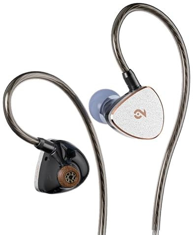 LEAUDIO SonicMemory SW500H - Auricolari ibridi a 5 driver 1DD+4BA, cuffie in-ear con cavo, 0,78 mm, 2 pin, spina 3,5 (argento, senza microfono)