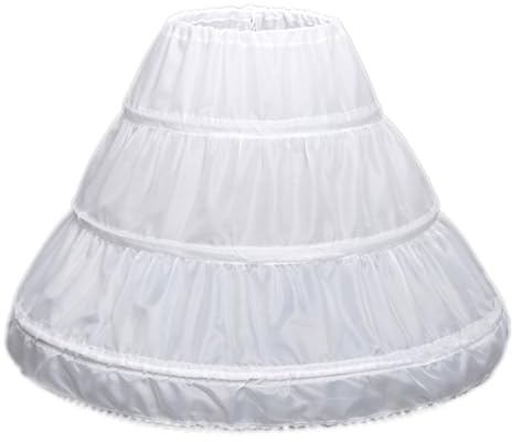 Comioke Jupon sous Robe Enfant, Jupon Crinoline, Crinoline Princesse Petticoat de Filles, 3 Cerceaux Blanc, A-Ligne, Dentelle Garniture Robe De Fille De sous La Jupe Taille éLastique, Blanche