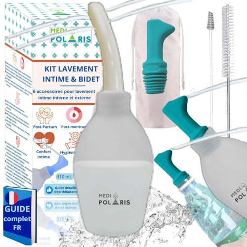 Kit Poire de Lavement 310 mL + Bidet Portable – Silicone Médical Transparent – Canule Épaisse Confort & Sécurité – Hygiène Intime Homme/Femme – Dispositif Médical Classe I