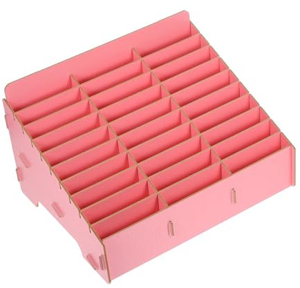 Gadpiparty handy aufbewahrungsbox mit Desktop Handy, Mobiltelefon Tasche Schreibtisch-Organizer Zelle praktisch Telefon-Caddy Handyaufbewahrung für das Klassenzimmer Holz Rosa
