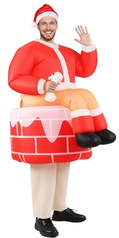 LETIME Inflatable Santa Costume Christmas Funny Blow up Santa Costume for Adults Holiday Parties, Cosplay, and Decorations