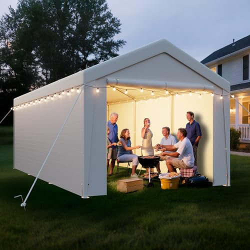 arvioo Pavillon mit 2 Seitenwände & 2 Eingänge, Schaffen eine Temporäre Raumlösung, 3x6 m XL Zeltgarage Lagerzelt Weidezelt Gerätezelt Winterfest Windschutz Wasserdicht UV-beständig, Stahl & PE (Weiß)