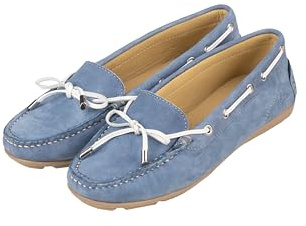 Rydale Ladies Suede Driving Loafers Shoe Women's Lace Summer Deck Shoes (Blue, UK Footwear Size System, Adult, Women, Numeric, Medium, 8)