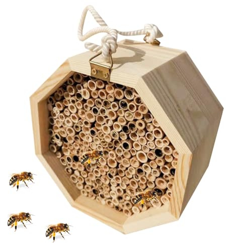 15 x 15 x 9 cm Bienenhäuser Bestäuber aus Holz Insektenhotel mit Metalldach Kleines Insektenhaus Bienenhotels für Schmetterlinge und andere Insekten für Gärten in Großbritannien