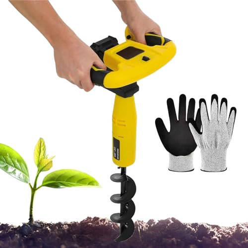 Cordless Post Hole Digger with Reverse Function,350W Electric Earth Auger Hole Digger with 11.8 x3.1inch Drill Bit,550rpm Hole Digging Tools for Drilling Post Hole Digging