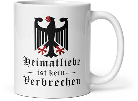 Pure Print Cut Heimatliebe Kaffeetasse, Deutscher Adler Design, Keramik, 330ml, Weiß