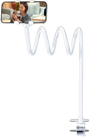 Huxibai Handyhalter mit Schwanenhals, verstellbare Basis mit langem Arm, Handyhalterung für Tablet, Videoaufnahme, Schreibtisch, Wand, Sofa, Sessel, Liegestuhl, Fahrrad
