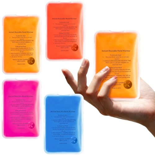 Reusable Snap-Click Hand Warmers 4 Pack - Long Lasting Gel Heat Packs for Winter, Outdoor Sports, Cold Weather Essentials (square-4) (square)