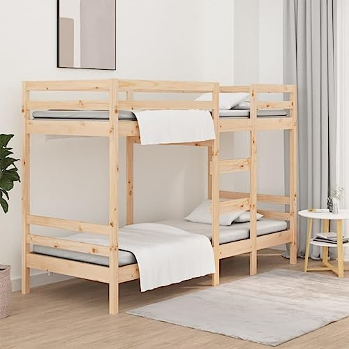Mandloder Etagenbett 75x190 cm Massivholz Kiefer, Robustes Bettgestell für Kinder & Erwachsene, platzsparendes Design, natürliches Holz, sichere Konstruktion für Schlafzimmer
