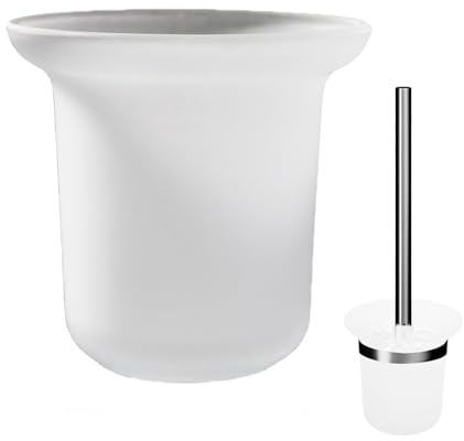 Foonary Klobürstenhalter, Toilettenbürstenhalter aus Glas Toilettenbürsten-Basbecher WC Bürste Ersatzhalter Milchglas Toilettenbürstenschale Ohne Bohren, WC-Bürstenbecher (Solo la Taza)