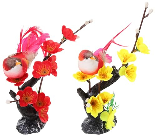 Japanische Dekoration Pflaumenblüten Deko 2 Stück Kunststoff für Esstisch | Wiederverwendbar, Stabile Basis, Farbbeständig, Japanischer Stil, Passend für Sushi Geschirr und Tischdeko Zufällige Farbe