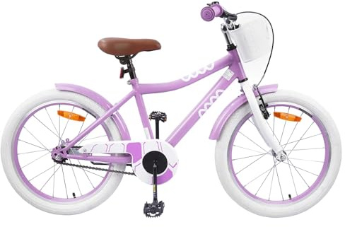 vidaXL Kinderfahrrad 18 Zoll für 5-7 Jahre alt Lila, Klassische, verstellbare Lenker, Kinderfahrrad, für Wachstum, einsteigerfreundlich, stilvoll für Junge Radler