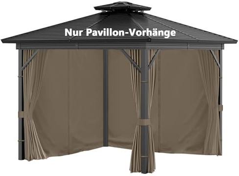 4 Seitenteile Pavillon 3x3m Wasserdicht Seitenwände UV Schutz (Braun)