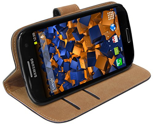 mumbi Echt Leder Bookstyle Case kompatibel mit Samsung Galaxy S3 / S3 Neo Hülle Leder Tasche Case Wallet, schwarz