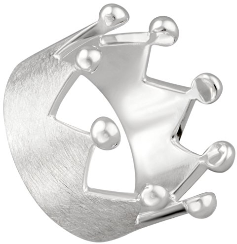 Vinani Damen Ring 925 Silber - Krone - gebürstet - mit glänzenden Spitzen - aus 925 Sterling Silber - für Frauen - RKR60