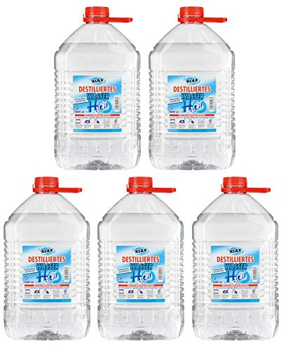 UINCLU Destilliertes Wasser, 25 Liter (5 x 5 Liter), Geeignet für Batterien, Aquarien, Bügeleisen & Pflanzen, Aquarien- und Teichwasseraufbereitung, 26 kg