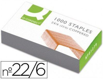 Heftklammern Q-Connect Nr. 22/6 24/6 - Kupfer - 1000 Stück