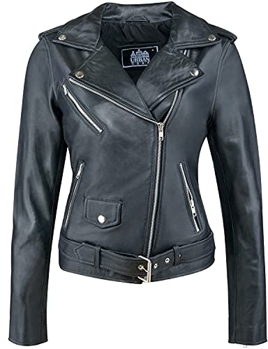 Urban Leather Damen Jacke Biker Perfecto Ladies, Schwarz, Große : M, UR-131