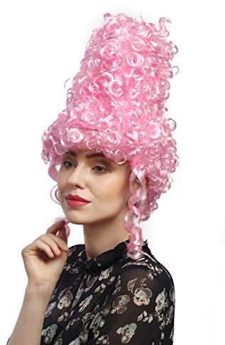 WIG ME UP - DH1032-PC28 Perücke Damen Karneval Halloween Turmfrisur Beehive Barock Renaissance Hellrosa Rosa Pink 35 cm