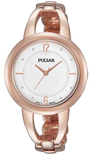 Pulsar Damen Analog Quarz Uhr mit Edelstahl beschichtet Armband PH8208X1