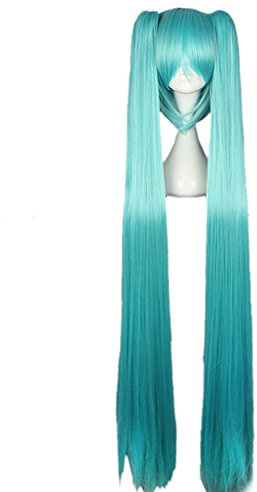 CLOCOLOR Hatsune Miku Cosplay Perücke Blau Wigs Heiz Resistent Kostüm Party Manga Karneval Halloween Perücke