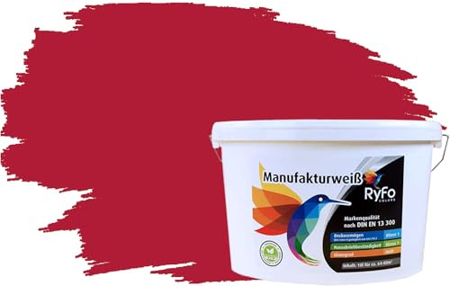 RyFo Colors Bunte Wandfarbe Manufakturweiß Weinrot 10l - weitere Rot Farbtöne und Größen erhältlich, Deckkraft Klasse 1, Nassabrieb Klasse 1