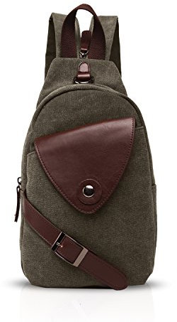 FANDARE Klassische Sling Bag Sport Rucksack Party Outdoor Tragbare Crossbody Tasche Damen/Herren Breathable Verschleißfeste Leinwand Grün