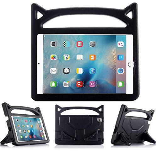 Adamantite Case Kids Light Weight Shock Proof Handle and foldable stand Case compatible with iPad Mini 1/2/3/4 (Black)