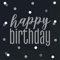 Unique Party Supplies 83582 Papierservietten - 16,5 cm - Glitzer Schwarz & Silber Geburtstag - 16er-Packung, Mittel