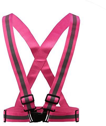 AYKRM Warnweste Fahrrad Reflektorweste Joggen Sicherheitsweste Einstellbar Leicht für Laufen, Motorrad, Running Reflektierende für Erwachsene, Kinder (Pink1)