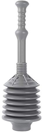 JS Jackson Supplies Professional Bellows Accordion Toilet Plunger, High Pressure Thrust Plunge Removes Heavy Duty Clogs from Clogged Bathroom Toilets, All Purpose Power Plungers for Bathrooms, Grey
