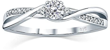SILVEGO – FNJR085sw - Verlobungsring aus 925 Sterling Silber mit Swarovski Zirconia
