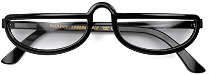 LONDON MOLE Brillen | Brainy Lesebrille | Halbmondbrille | Coole Leser | Herren Damen Unisex | Vollrandbrille | Federscharniere | Schwarz glänzend | Vergrößerung +3,0