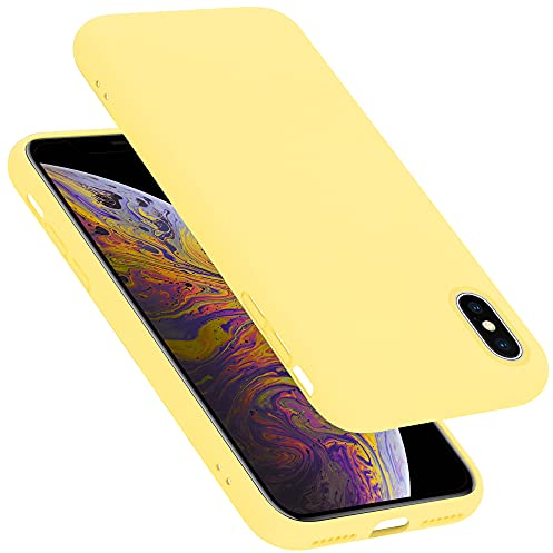 Cadorabo Hülle kompatibel mit Apple iPhone X/XS Hülle Silikon Handyhülle für iPhone X/XS Case aus flüssigem Silikon- Kratzfeste und stoßfeste dünne TPU Schutzhülle - Liquid GELB