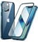 MIMGOAL Case for iPhone 13 Mini, Magnetic Metal Bumper 360 Degree Full Body Protective Case with Front and Back Transparent Tempered Glass Crystal Clear Cover for iPhone 13 Mini 5.4, Blue