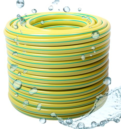 Gartenschlauch 1/2, 3/4, 1 Zoll - Länge:20m 30m 50m - Farbe: Gelb/Grün Wasserschlauch mit oder ohne 4-tlg Anschluss Set Armaturen Adapter (3/4 Zoll, 20m, Gelb)